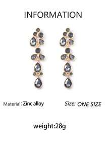 1 Pair European & American Vintage Bohemian Alloy Rhinestone Geometric Water Drop Tassel Earrings, Fashion High-End Style - Teardrop Tassel Earrings - View 12