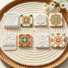 6Pcs Moroccan Exotic Tile Clay Cutters, Boho Ornate Floral Square Molds For Polymer Clay DIY Jewelry Making - 6pcs - View 7