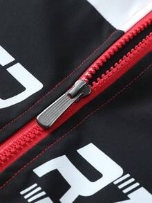 Vintage F1 Racing Print Stand Collar Jacket Men's Motorcycle Style Casual Outerwear, Men's Vintage Motorcycle Racing Print Stand Collar Jacket, Spring/Autumn Vintage Motorcycle Casual Jacket - Red - View 11
