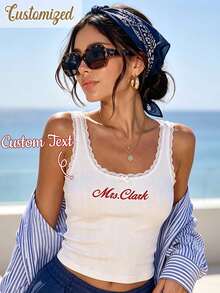 Custom Made Embroidered Lace Vest, Personalized Bridal And Bachelorette Party Top, Modal Engagement Gift, Bridesmaid Christening Gift - Multicolor - View 8