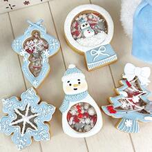 3pcs Christmas Rocking Cookie Cutter Set, Hollow Rocking Box Embossed Baking Mold, Snowman Snowball Tree Snowflake Gingerbread Man, Christmas Dessert Gift - View 6