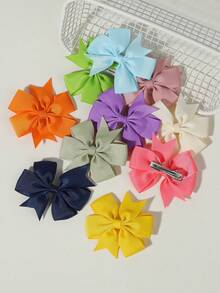 40pcs Ribbed Satin Bow Hair Clips, Multi-Color Solid Side Bang Clips, Minimalist Daily Versatile Hair Accessories For Organizing Loose Hair And Bangs - Mixed color - View 8