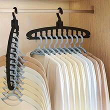 11-Hole Magic Folding Clothes Hanger Organizer, Multi-Functional Non-Slip Plastic Portable Wall-Mounted Closet System, 3.2 Cubic Feet Enclosed Storage Capacity - Lightweight - Multicolor - View 5