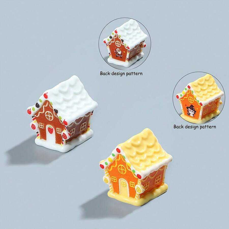 6 buah/Set, Dekorasi Model Rumah Natal Lanskap Mikro, Aksesori Resin Rumah Salju Mini, Cocok untuk Tanaman Pot di Meja, Botol, Dekorasi Rumah, Dekorasi Pesta, Sebagai Hadiah - MultiWarna - View 1