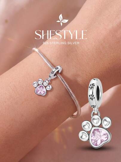 1pc Fashion 925 Sterling Silver Shopping Series Beaded Charm, Suitable For Women's Bracelet, Bangle DIY Jewelry Making And Daily Wear Accessories