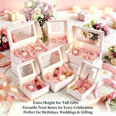 5 Sets With Shredded Raffia Filler, White 24*16*7.5cm Airplane Gift Boxes, Multipurpose Packaging For Pastries, Birthday, Party, Christmas, Bridesmaid, Back-To-School, Valentine's Day