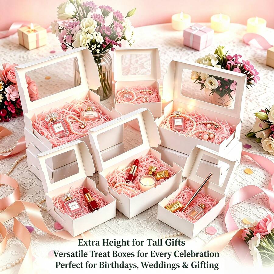 5 Sets With Shredded Raffia Filler, White 24*16*7.5cm Airplane Gift Boxes, Multipurpose Packaging For Pastries, Birthday, Party, Christmas, Bridesmaid, Back-To-School, Valentine's Day - Multiple Styles - View 1