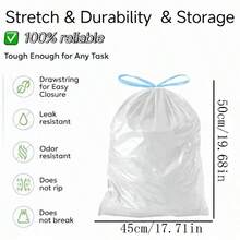 100pcs Cat Litter Box Liner Drawstring Bags, Suitable For Automatic Litter Boxes (Pet Waste Bags, Perfect For Litter Boxes, Automatic Litter Boxes And Self-Cleaning Litter Boxes, Also Can Be Used As Regular Trash Bags) - 100pcs - View 3
