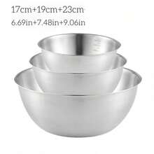 3/4pcs Stainless Steel Graduated Salad Bowl, Stackable Mixing Bowl, Household Baking And Cooking Bowl, Easy To Clean, Outdoor Food Preparation Tool, Simple And Stylish High-End Kitchenware - Multicolor - View 12
