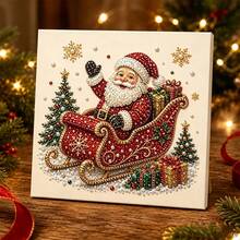 1pc Christmas Pearl Diamond Painting Kit With Frame, Christmas Pearl Beading Handmade, Gemstone Diamond Stickers Home Wall Decor, Relaxing Creative Hobby 20*20cm - A - View 4