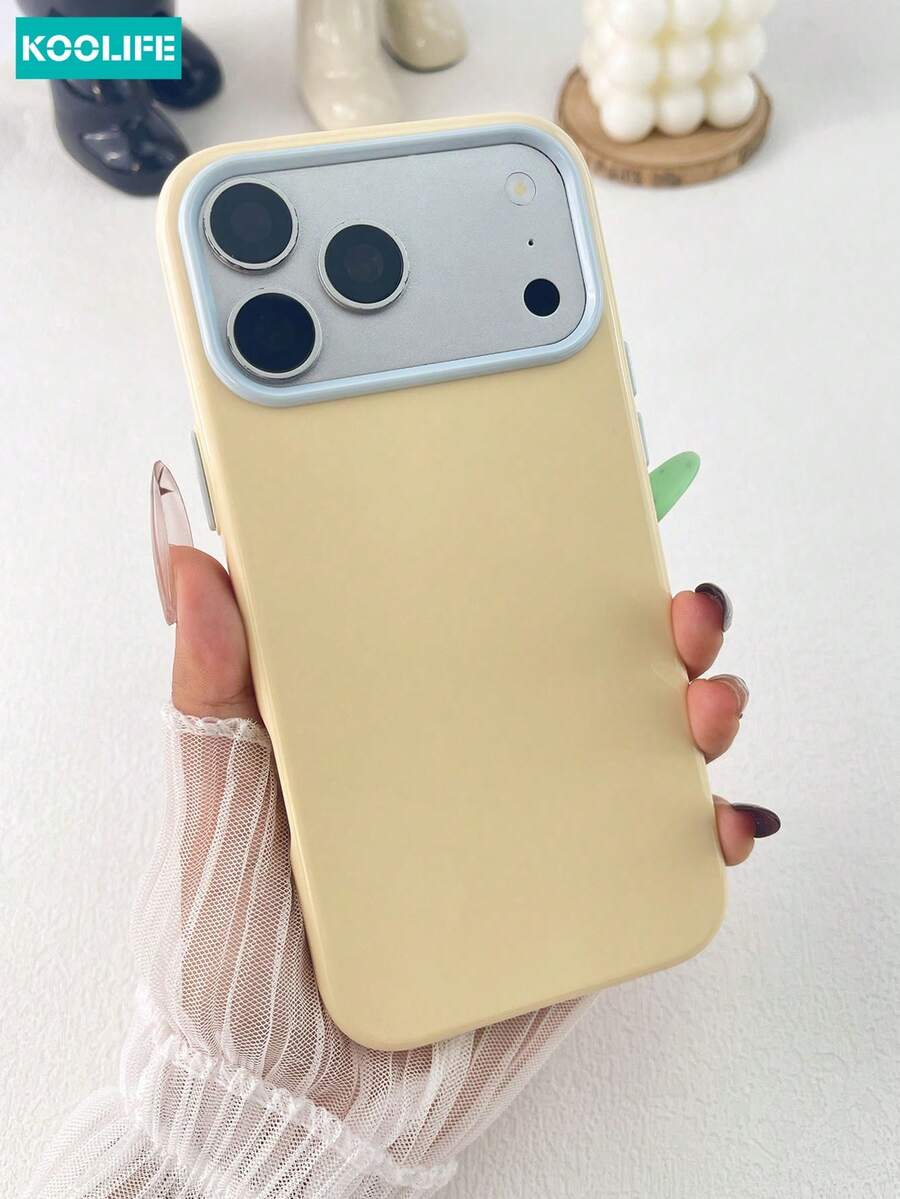 KOOLIFE 糖果色對比相機框手機殼 柔軟 TPU 防震保護手機殼 適用於 iPhone 18 Pro Max, 17, 17 Pro Max, 16 Pro, 15 Pro Max, 13 Pro, 15, 14, 14 Pro, 13 - 芒果黃 - 查看 1