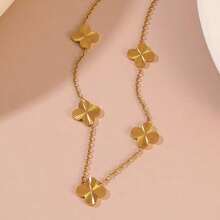 New Handmade Four-Leaf Clover Lucky Clover Earrings Necklace Bracelet Stainless Steel Jewelry Set - Multicolor - View 16