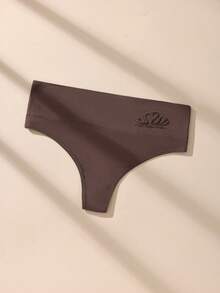 4pcs Plus Size Solid Color High Waist Cotton Women's Thong Panties, Casual And Comfortable - Multicolor - View 3