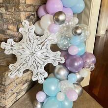 2/4Pcs 36inch Transparent Snowflake Balloons Christmas Clear Snowflake Foil Mylar Balloons For Winter Wonderland Ice Snow Theme Birthday Party Baby Shower Wedding Home Decorations - View 7