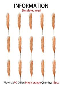 10/20/30/40pcs Artificial Reed Grass Bouquet, Suitable For Home, Autumn, Halloween, Room, Wedding, Bathroom, Wall, Living Room, Office And Christmas Decoration; Also Perfect For Valentine's Day, Back To School, Party And Faux Plants (Orange) - Bright Orange - View 12
