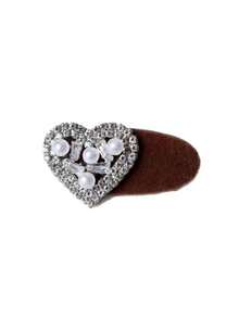2PCS Vintage Plush Heart-Shaped Hair Clips, Rhinestone & Faux Pearl Duckbill Hair Clips, Exquisite Daily Bangs Styling Accessories - Multicolor - View 7