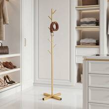 1pc Coat Rack, Floor-Standing Coat Rack, Simple Coat Hanger, High-End Premium Bag And Hat Rack - Gold - View 6