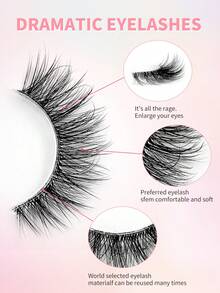 ENCHUW 10 Pairs False Eyelashes Fluffy Wispy Natural Look Fake Eyelashes C Curl Strip 3D Layered Lashes With Clear Band Suitable For Parties - Black - View 3