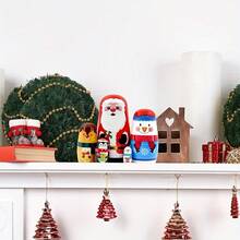 1 Set 5 Boneka Matryoshka Tradisional Rusia - Menampilkan Gambar Santa Claus (Bahasa Rusia: Санта), Hadiah Natal dan Ulang Tahun, Koleksi Dekoratif - MultiWarna - View 9
