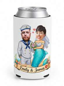 Custom Wedding Photo Can Cooler Sleeves, Personalized With Couple Photos, Names And Custom Text, Practical Drink Sleeves For Wedding Receptions And Bridal Events, Unique Guest Favors, Fun Keepsakes To Commemorate Your Unforgettable Big Wedding Day. - Multicolor - View 14