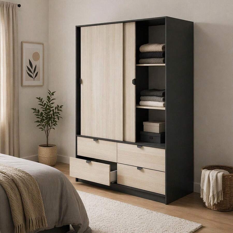 Dmora Bedroom Armoires - Black - View 1