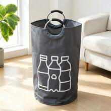 1PC Extra-Large Capacity Foldable Household Recycling Bin - No Electricity Required, Foldable Multi-Functional Storage Basket, Durable Canvas Material, Cylindrical Open Design, Long-Lasting And Easy To Clean, Open Storage Box,Ideal For Home Storage. - Multicolor - View 7