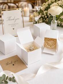 12/6/1pc White Gift Box With Lid | 5x5x5 Inch Durable Square Gift Box | Suitable For Weddings, Christmas, Holidays, Birthdays And All Other Occasions - Gift Packaging Box - View 4