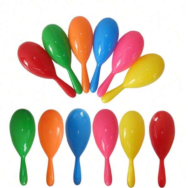 1/6/12 piezas Maracas de plástico, adecuadas para fiesta de cumpleaños, recuerdos de fiesta, decoraciones festivas, rellenos de bolsas de dulces, colores aleatorios