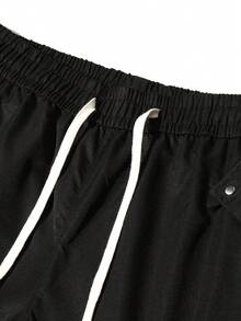 Men's Spring/Autumn Outdoor Casual Workwear Curved Leg Pants, Street Fashion Versatile Wide Leg Loose Fit Long Pants - Black - View 4