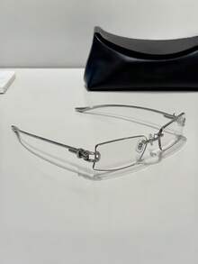 1 Pair Rimless Square Y2K Street Casual Style Minimalist Personalized Transparent Lens Glasses - Multicolor - View 3