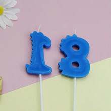 HIBIRTH 1pc Creative Blue Dinosaur Number Birthday Candle Cake Decoration Cute Dinosaur Shaped Birthday Indoor Cake Candle Baking Party Plug-In - View 8