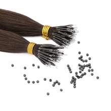 0.7G/S Premium Nano Ring Beads Human Hair Extensions 100% Real Remy Hair Invisible Mini Beads 35G/PACK 18"-24" #02 Dark Brown - #02 Dark Brown - View 14