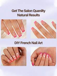 150Pcs Dopamine Color French Gel Nail Tips - Pink French Pointed Tip, Short Square Nail Tips, Soft Gel Fake Nails, Soak-Off Acrylic Nail Extensions, Suitable For Women In Spring And Summer Press On Nails Nail Supplies Nails - Multicolor - View 4