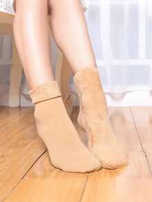 1/2/4/5 Pairs Of New Women's Winter Thickened Warm Short Socks,Ce Socks, Snowce Socks, Home Socks, Snow Socks Autumn Winter Warm Mid-Calf Socks - Multicolor - View 9