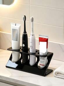 Bathroom Toothbrush Holder, Multi-Functional Drainage Rack Organizer, Bathroom And Kitchen Desktop Organizer, Tabletop Toothbrush Cup Razor Toothpaste Storage Rack, Bathroom Sink Storage, Toothbrush Holder With Slots, Bathroom Vanity Storage Rack, Can Hold Electric Toothbrush, Toothpaste And Razor, Suitable For Home Use, Storage And Organization - Multicolor - View 2