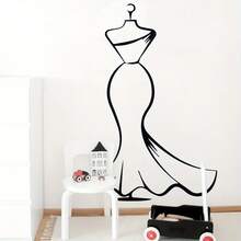 1pc PVC Material Black Classical Minimalist Women Line Wall Sticker Studio Dressing Room Decor Removable - one-size - View 1