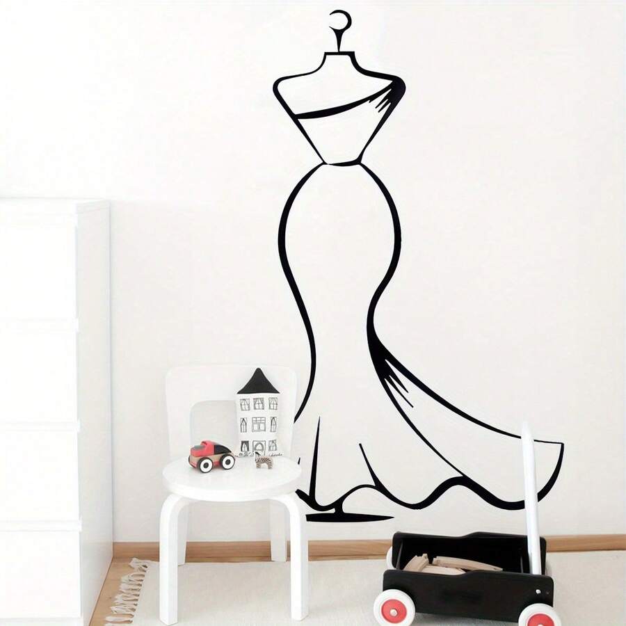 1pc PVC Material Black Classical Minimalist Women Line Wall Sticker Studio Dressing Room Decor Removable - one-size - View 1