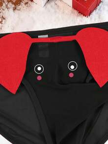 Men's Black Eye Print Pattern Thin Breathable Comfortable Daily Large Pouch Triangle Briefs Elephant Trunk Underwear - Black - View 4