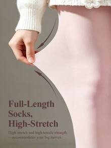 1 Pair Women's Light Pink Velvet Tights, High Elasticity Slimming Anti-Snagging Leggings, Suitable For Dating, Photography, Spring And Autumn - Pink - View 2