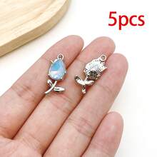 5/20pcs Silvery Plated Blue Rhinestone Charms Dolphin Shell Star Heart Butterfly Owl Pendant For DIY Bracelet Necklace Earring Jewelry Making Findings - Blue - View 14