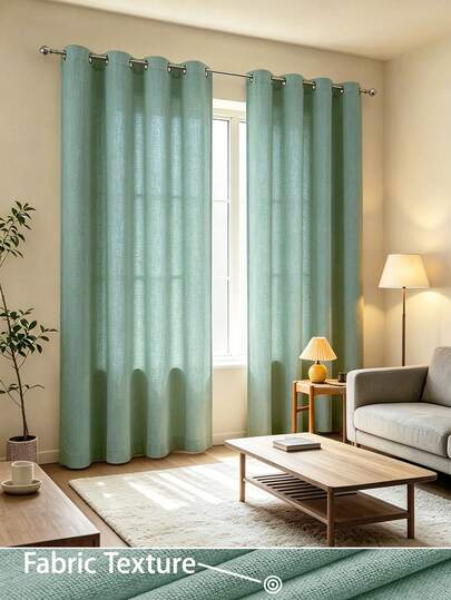Düz Renk Kuşgözü Perdeler/1 Adet ve 2 Adet Yarı Saydam Perdeler/Minimalist Stil Düz Renk Keten Malzeme Perdeler/Çoklu Renk ve Boyut Seçenekleri Mevcut/Yarı Saydam Filtre Perdeler/Perde Dekoru/Oturma Odası/Yatak Odası/Çalışma Odası Ev Perdeleri/Yeşil Perdeler