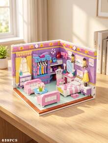 639 Pieces Of The Cozy Kitchen Indoor Building Block Set, Featuring Stove, Oven, Refrigerator And Other Furniture Components. It Is An Adult DIY Handicraft Making Puzzle. This Set Presents A Realistic Miniature Landscape Of A Family Kitchen. - Multicolor - View 4