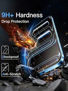 2 Packs Ultra HD Tempered Glass Screen Protector, Compatible With IPhone 18 RPO MAX/18 PRO/17/17 Air/15 Pro Max/16 Pro Max/16/15/14/13/12/11/Plus/Mini/XS Max/XR/X, One-Click Installation Tool, 9H+ Tempered Glass Film, Anti-Fingerprint, Full Coverage, Case Friendly - Clear - View 3