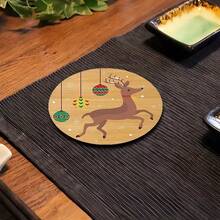 6pcs Christmas Wooden Coasters, Cartoon Christmas Element Pattern Water Cup Heat Insulation Pads, Winter Home Desktop Decoration, Creative Christmas Gift - Multi-color LDX2547 - View 6
