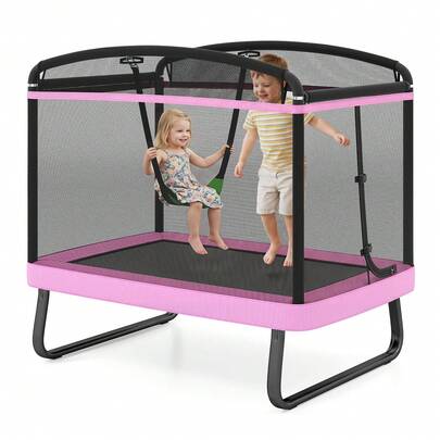 6 FT Kids Trampoline W/Swing Safety Enclosure Net Gift For Boys Girls Age 3+