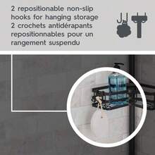 Matte Black Tension Pole Shower Caddy, Resists Rust, 3-Tier Storage - A - View 7