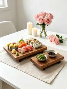 Stool Tray, Sushi Tray, Tray Plate, Solid Wood Dining Tray, Suitable For Restaurant, Camping, Outdoor Use, Washable, Optional Sizes, Can Hold Food And Snacks, Also Can Be Used To Hold Soap And Towels - View 1