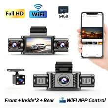 WiFi High Definition 4-Lens Panoramic Dash Cam, Low Light Night Vision, 360° Panoramic Recording, 4-Camera Recording, Collision Sensor, Equipped With 64GB Loop Recording, Mobile Phone Connectivity, Battery Capacity 150mAh - 4-channel Dash Cam - View 11
