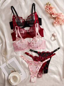 Plus Size Women's Sexy Lingerie 3-Piece Set, Mixed Colors, Sexy Bold Women's Bra Set - Multicolor - View 2