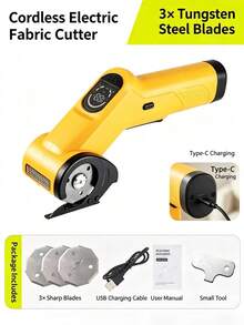Portable Rechargeable Electric Rotary Cutter With Alloy Sharp Blade, Fabric Cutting Machine For DIY Sewing, Leather, Corrugated Board, Carpet, Clothing, Home And Studio Use - Multicolor - View 3